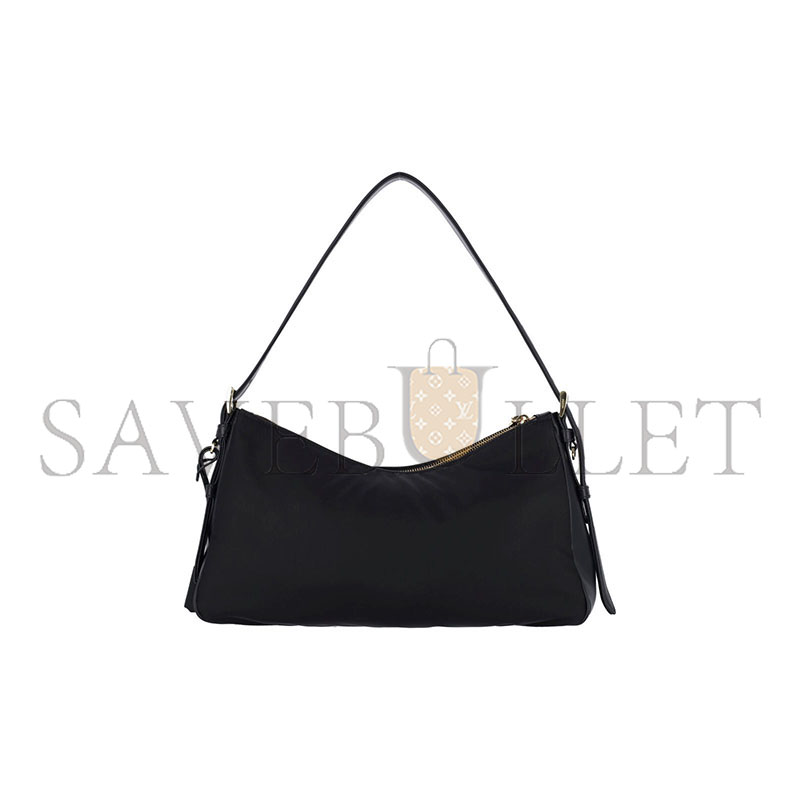 Pra*a black aimÉe large re-nylon and leather shoulder bag with padlock 1bc232 (34*19.5*10cm)
